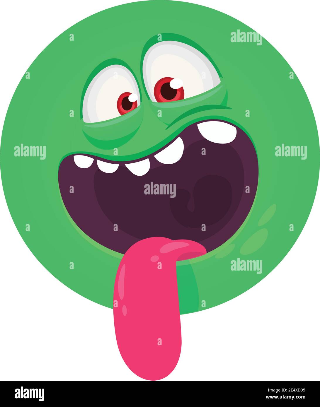 Funny cartoon monster face showing tongue. Vector Halloween monster ...
