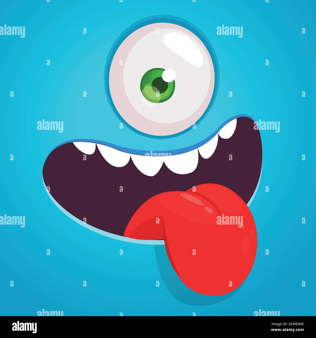 Funny cartoon monster face expression showing tongue. Vector Halloween ...