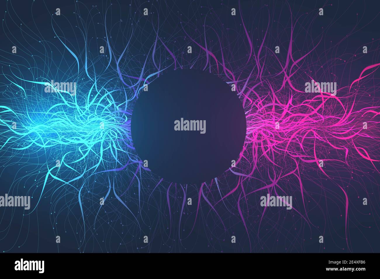 Quantum computer technology concept. Deep learning artificial intelligence. Big data algorithms visualization for business, science, technology. Waves Stock Photo