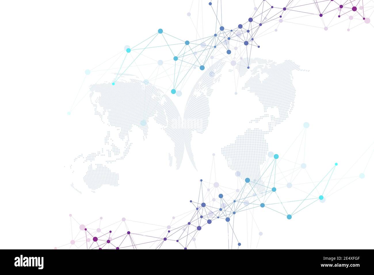 Technology abstract background with connected line and dots. Big data visualization. Artificial Intelligence and Machine Learning Concept Background Stock Photo