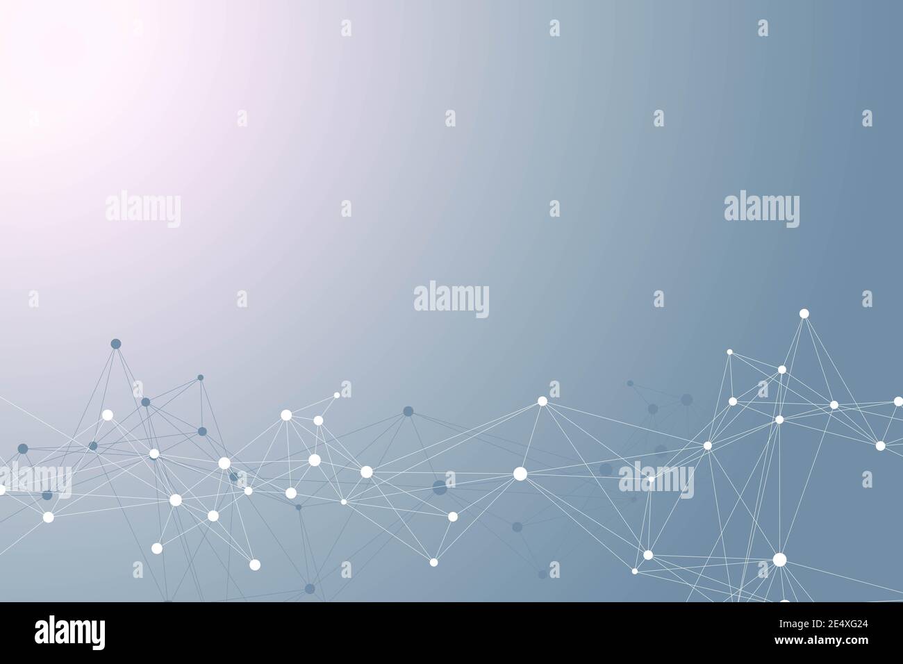 Technology abstract background with connected line and dots. Big data visualization. Artificial Intelligence and Machine Learning Concept Background Stock Photo