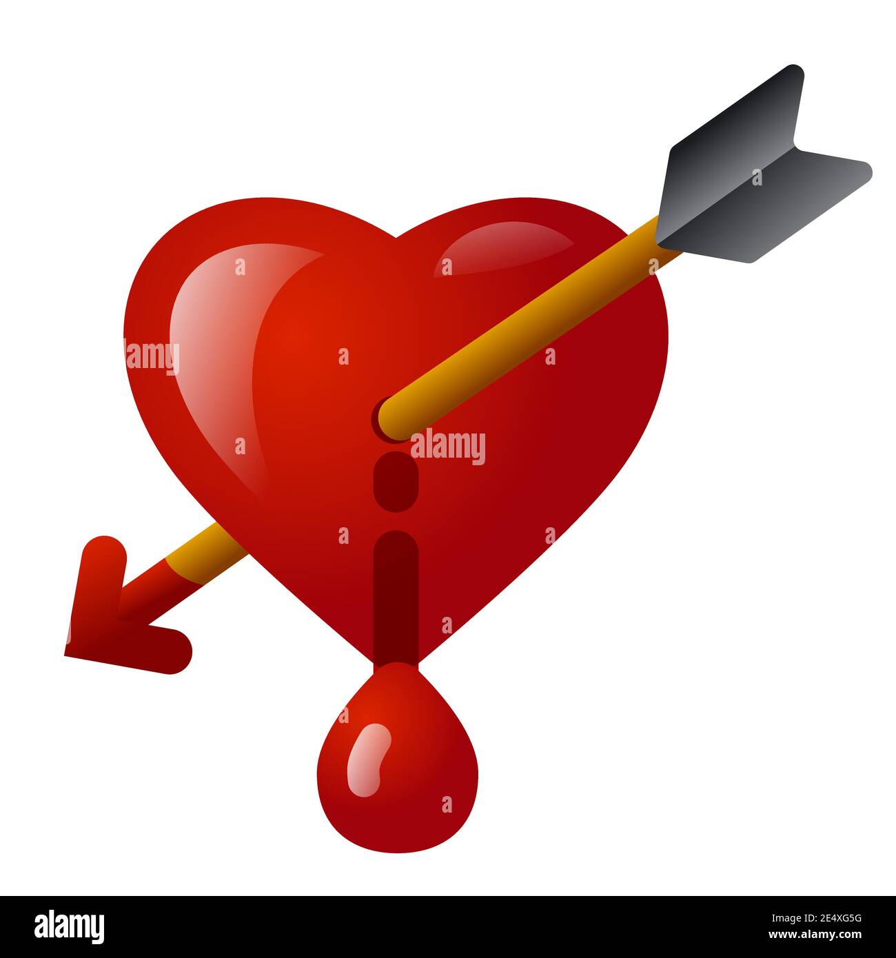 illustration of the bleeding heart pierced by an arrow sign Stock Vector