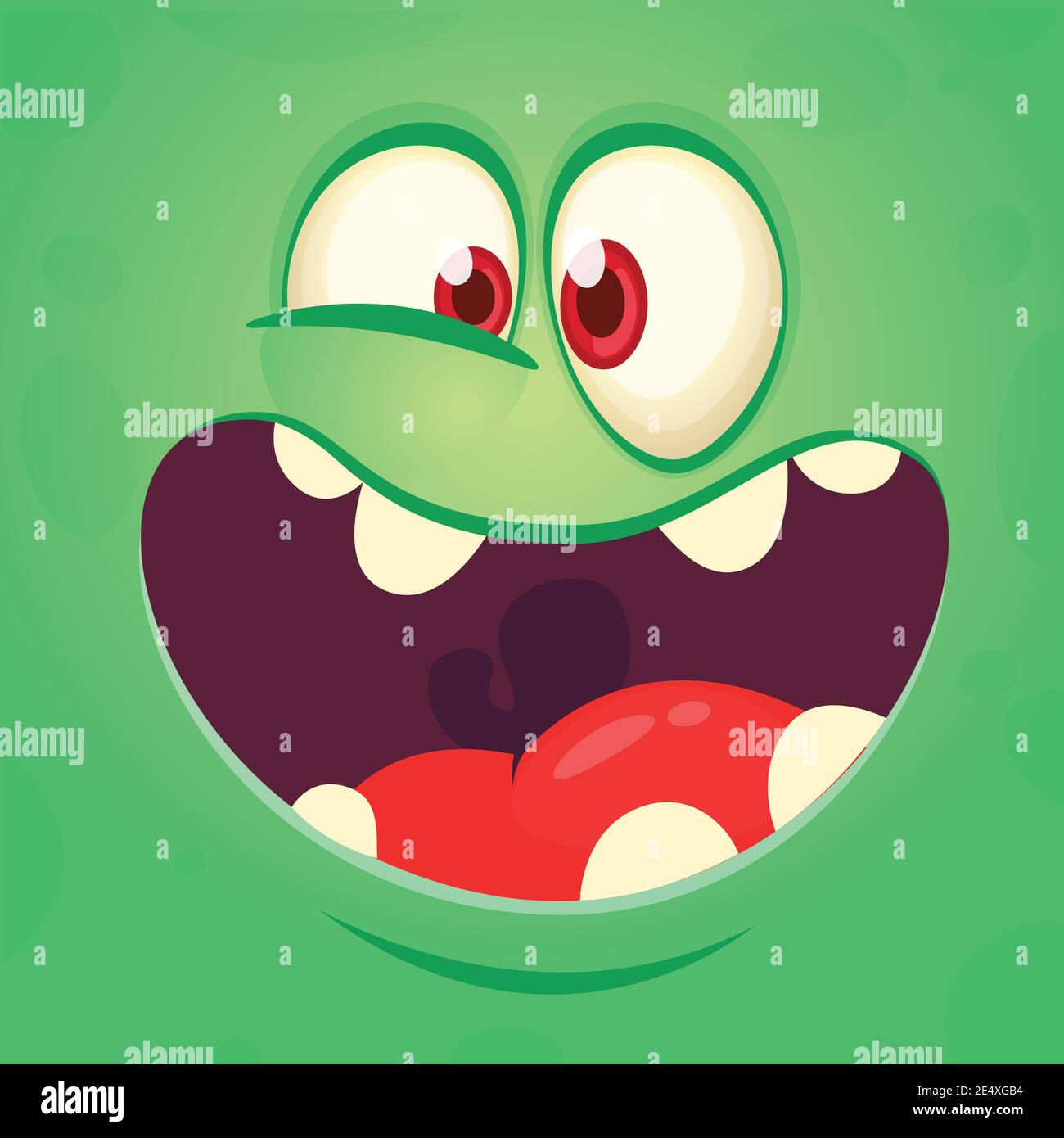 Funny cartoon monster face. Vector Halloween monster square avatar ...