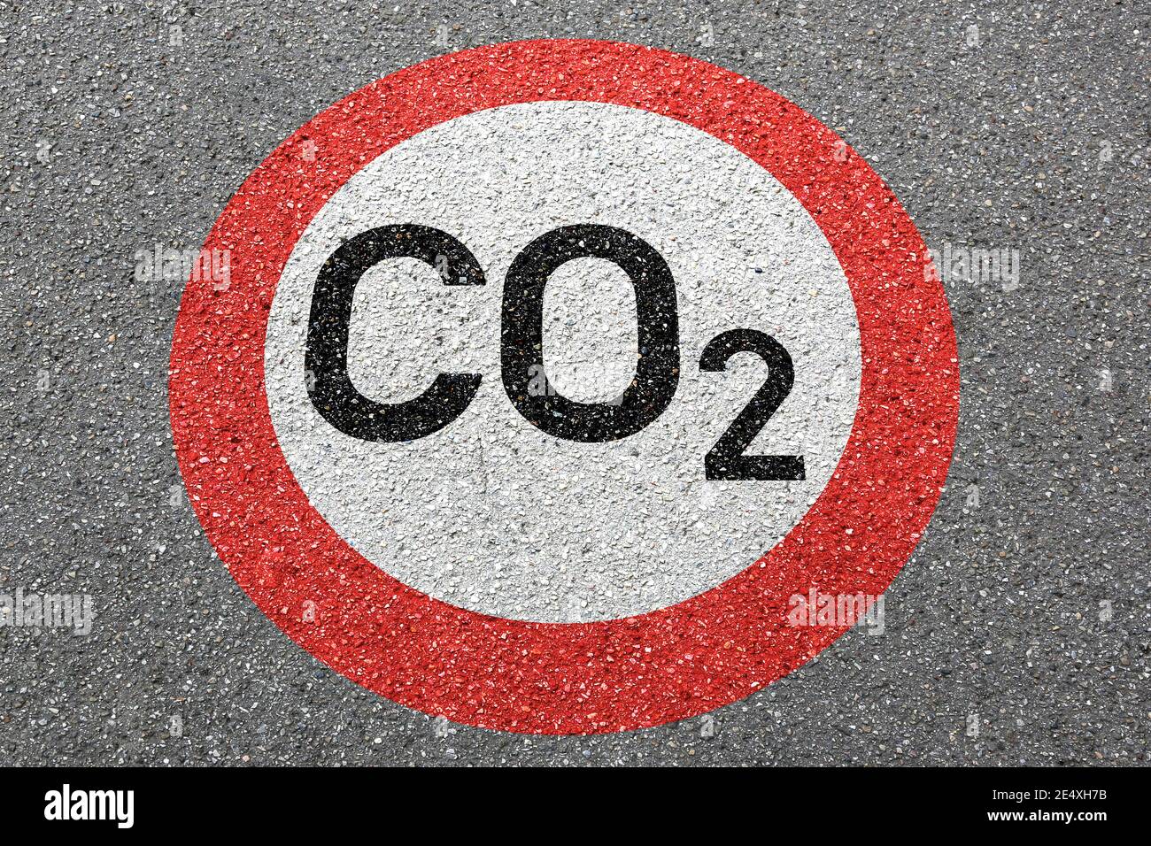 CO2 emissions emission Carbon dioxide air pollution reduction road sign zone concept Stock Photo