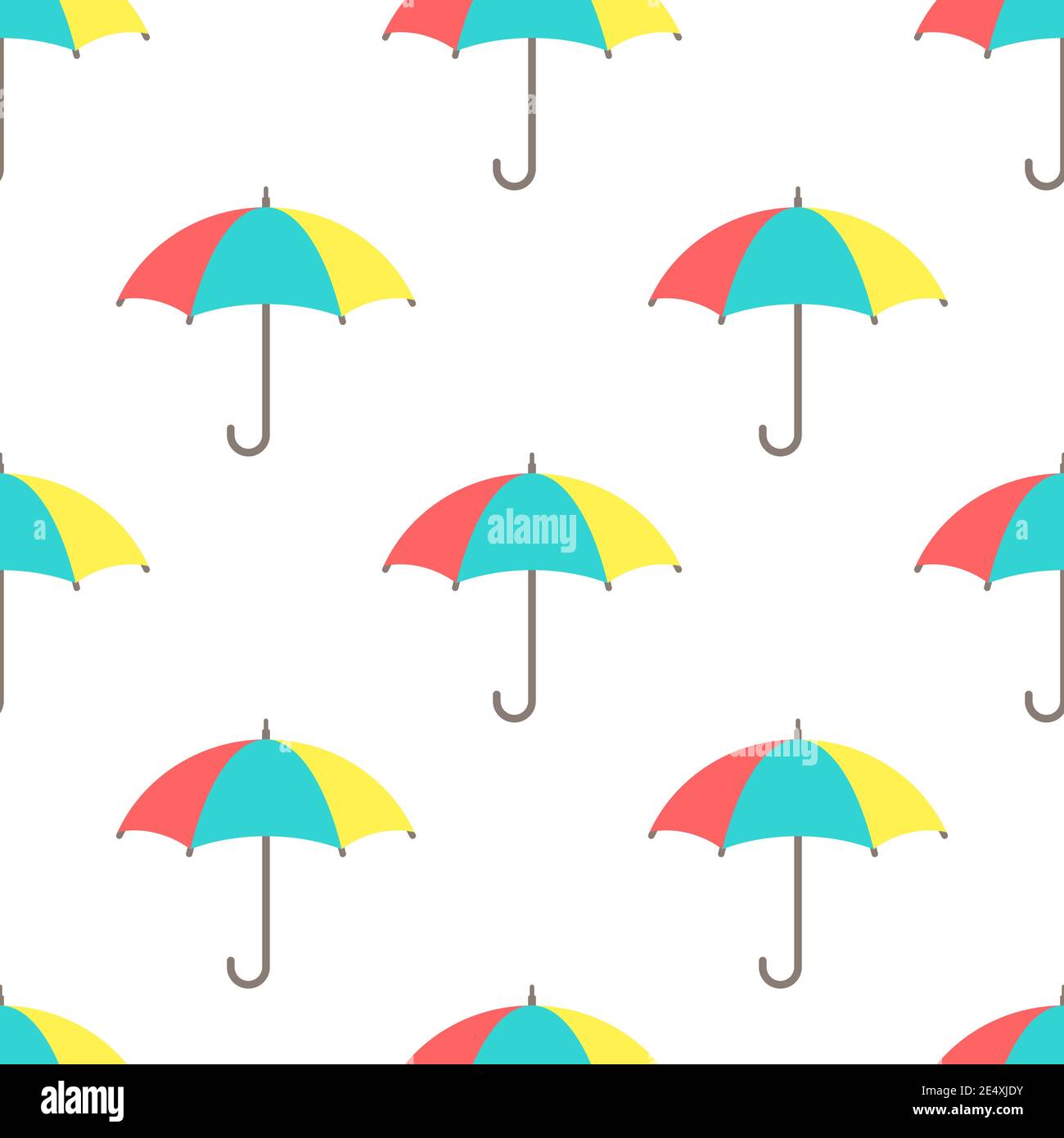 Seamless background with open colorful funny umbrellas on white