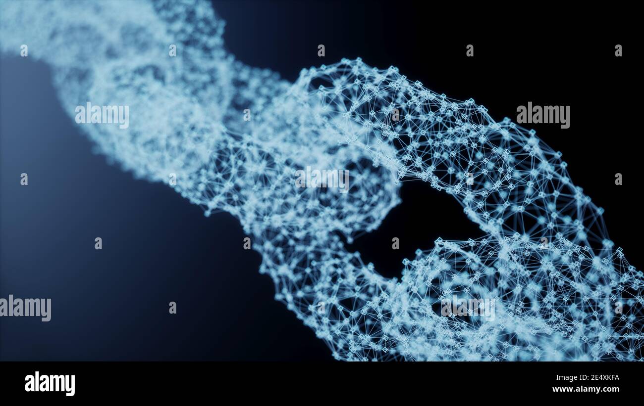 Blockchain link network technology concept. Block chain digital ...