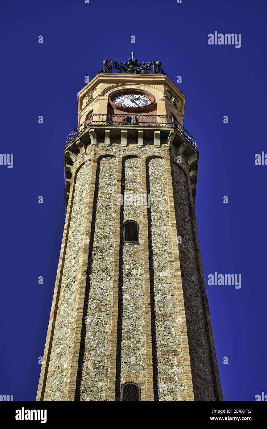 The clock tower in Barcelona Stock Photo