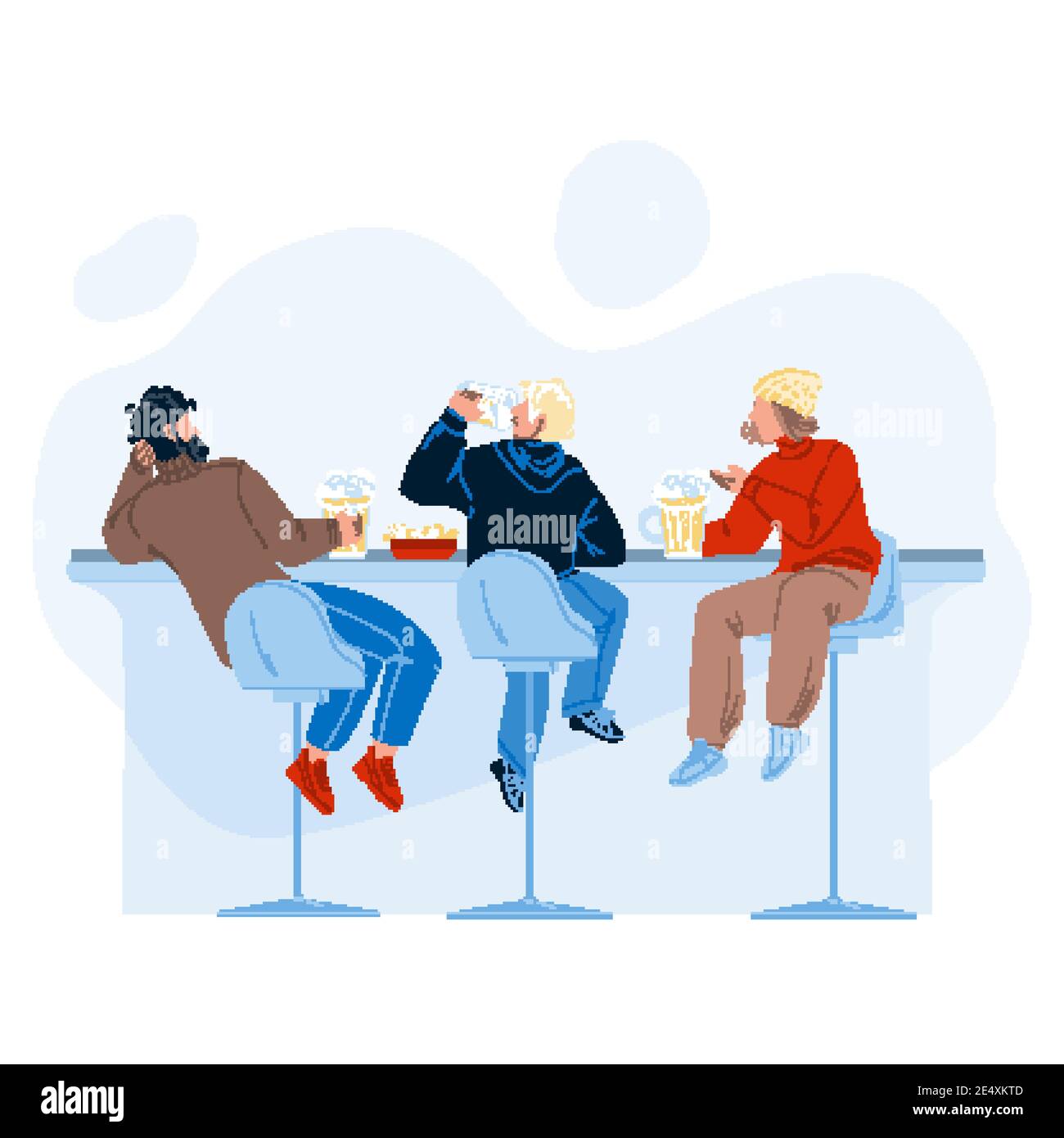Men Drink Beer And Talk In Alcohol Bar Vector Stock Vector Image & Art