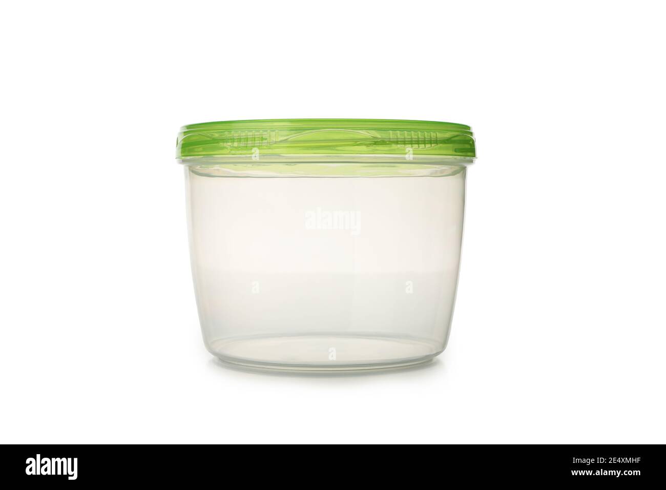 Plastic container with green cap isolated on white background Stock Photo