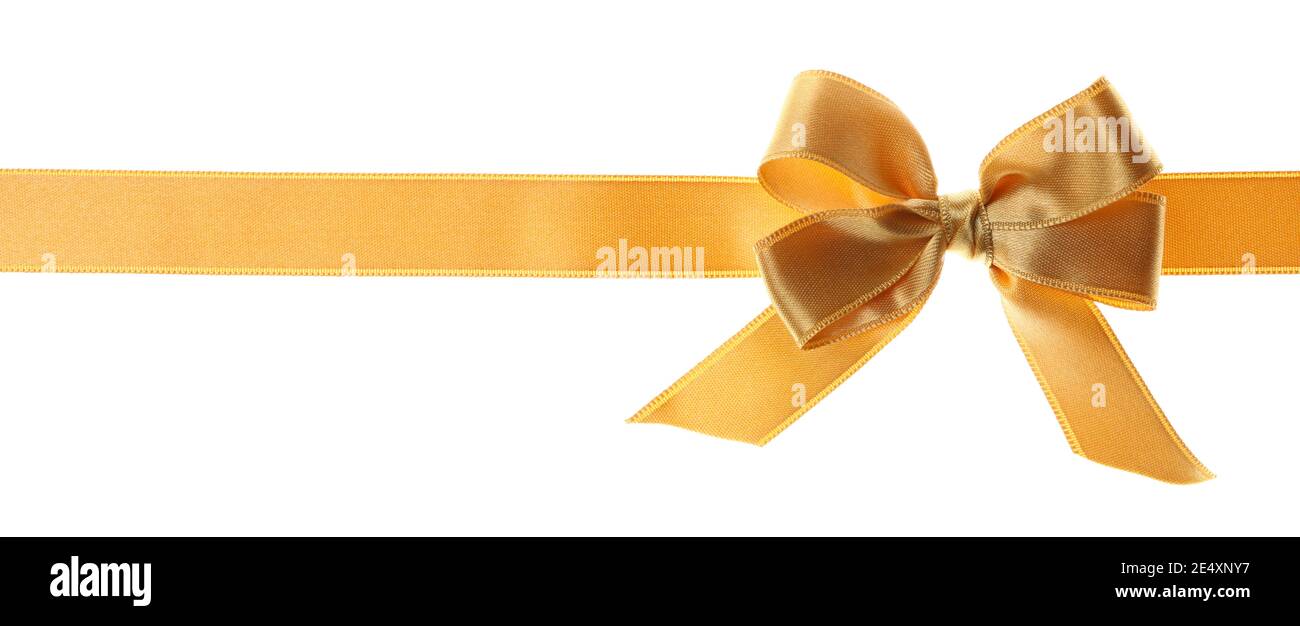 Gold gift bow isolated on white background Stock Photo - Alamy