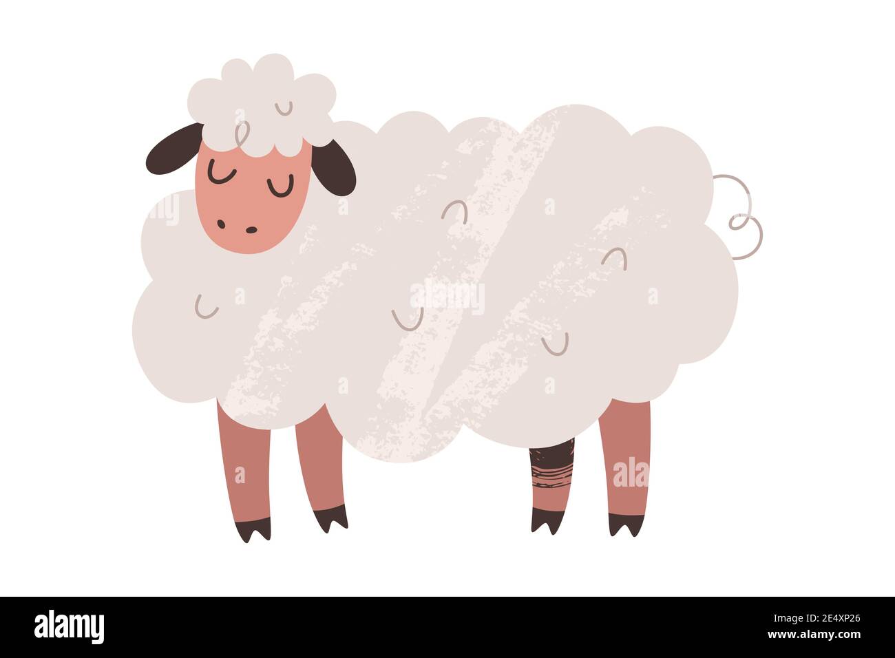 Cute cute fluffy sheep with face expression, farm animal illustration, vector art isolated Stock Vector
