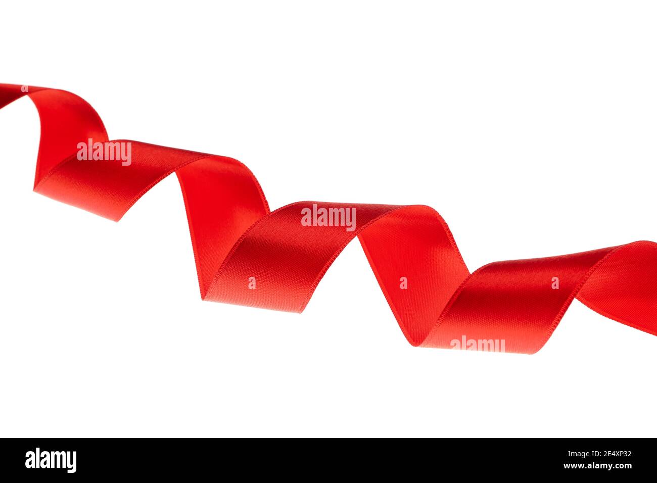 Red curly ribbon isolated on white background Stock Photo - Alamy
