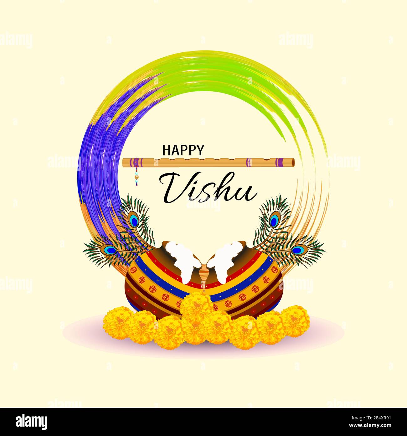 Illustration of Happy Vishu. Kerala festival with Vishu Kani,vishu