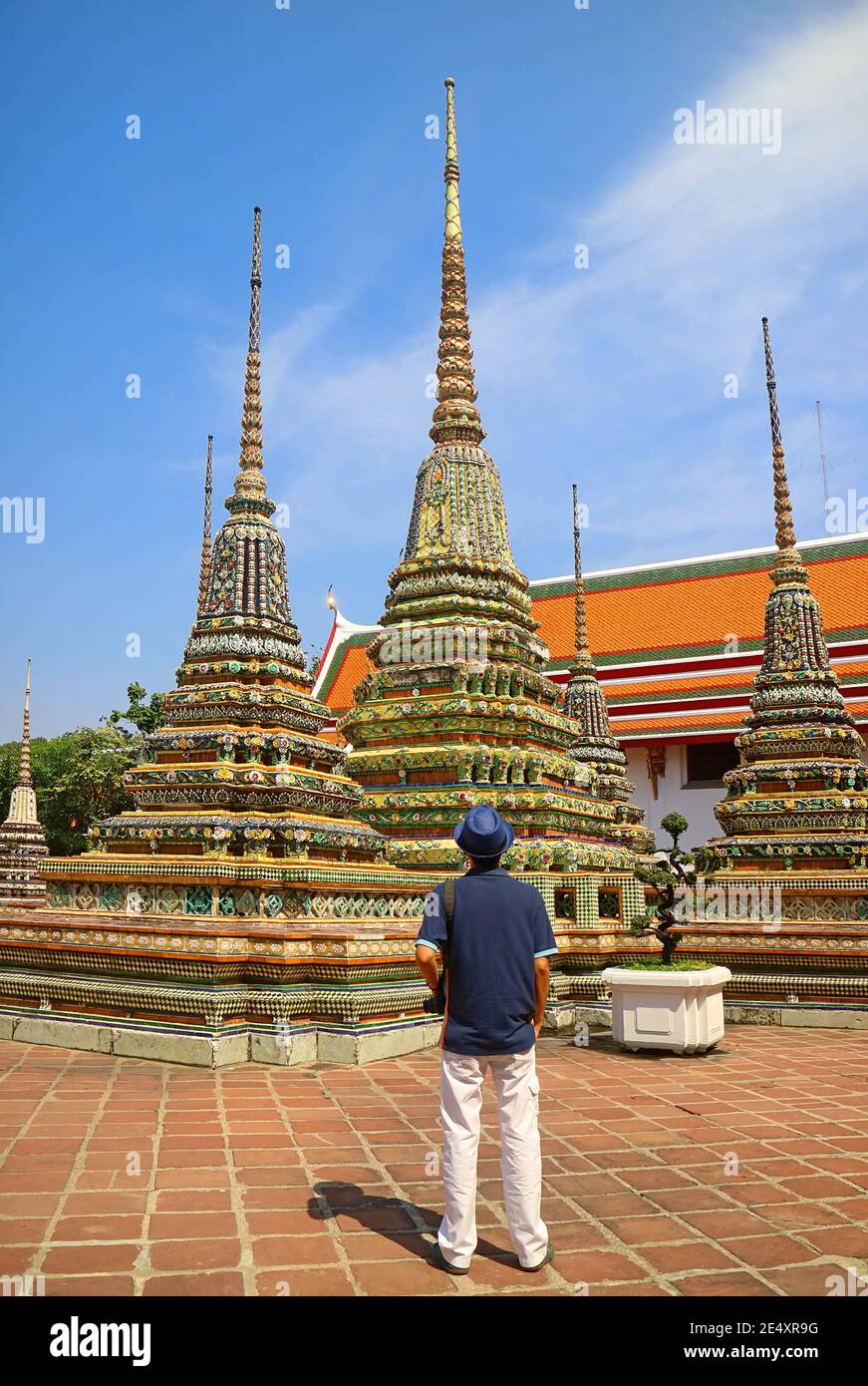 Visitor Being Impressed by the Group of Pagodas in Wat Pho or Temple of ...