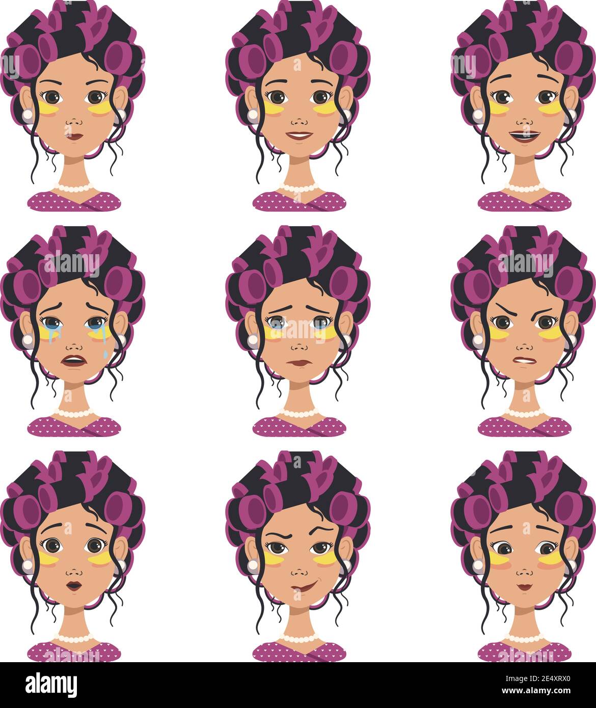 Set of avatars with different emotions Stock Vector