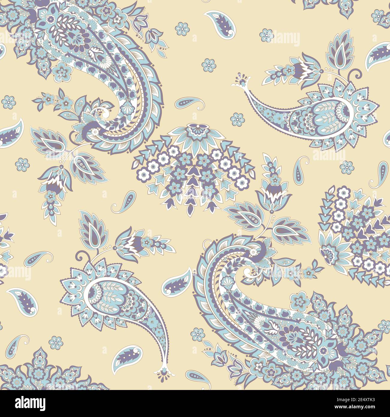 Paisley Ornamental seamless pattern. kalamkari vector fabric background Stock Vector