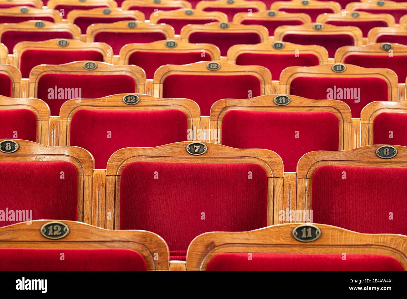 Row Of Red Seats In Theatre Stock Photo Alamy