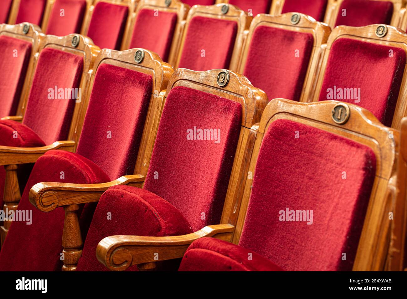Row Of Red Seats In Theatre Stock Photo Alamy