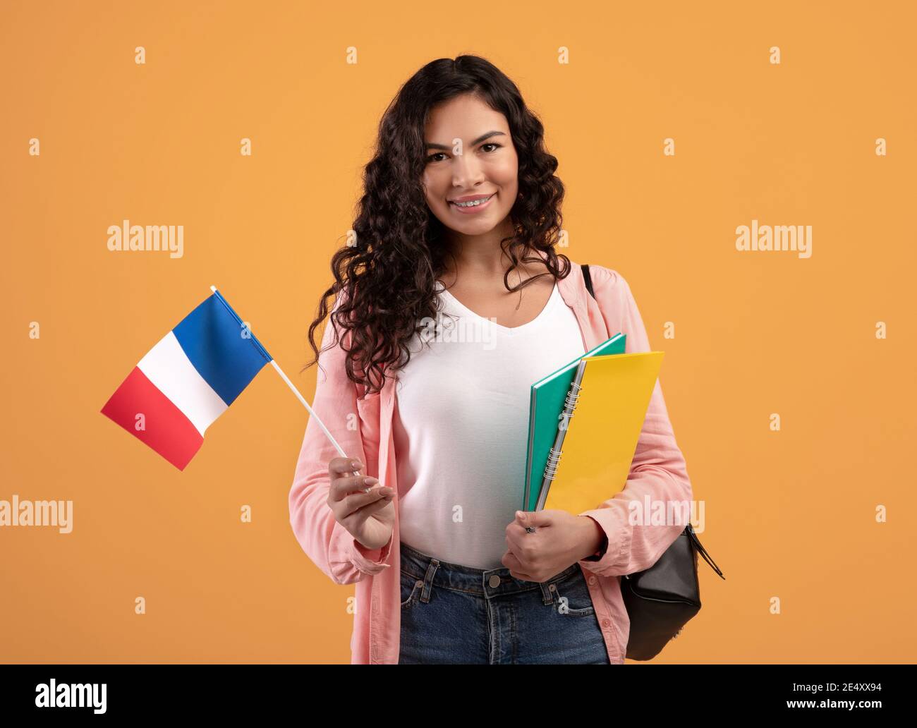 Human from France, patriot, student exchange and learn new language, new pupil Stock Photo