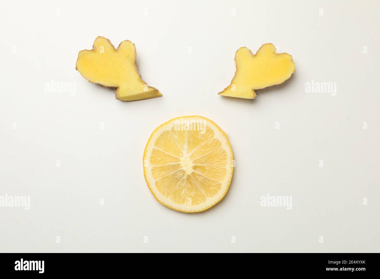 Deer antlers made of ginger and lemon on white background Stock Photo Alamy