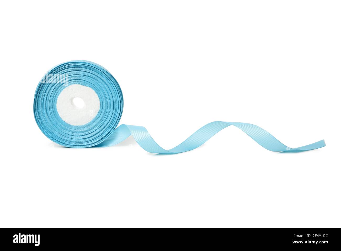 Blue silk ribbon isolated on white background Stock Photo - Alamy