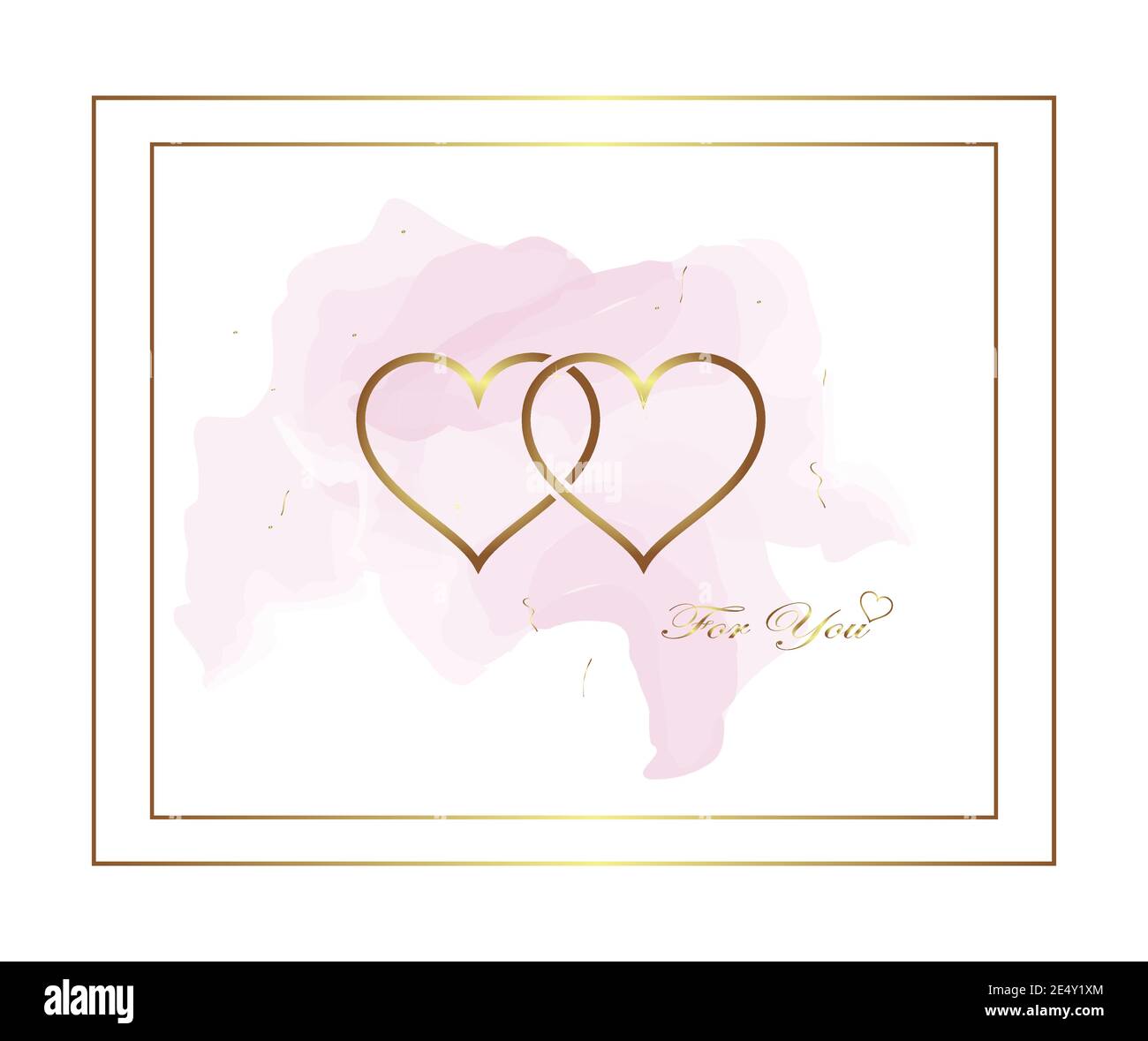 Two golden hearts on pink watercolor background to be used for valentine, love and other celebration Stock Vector