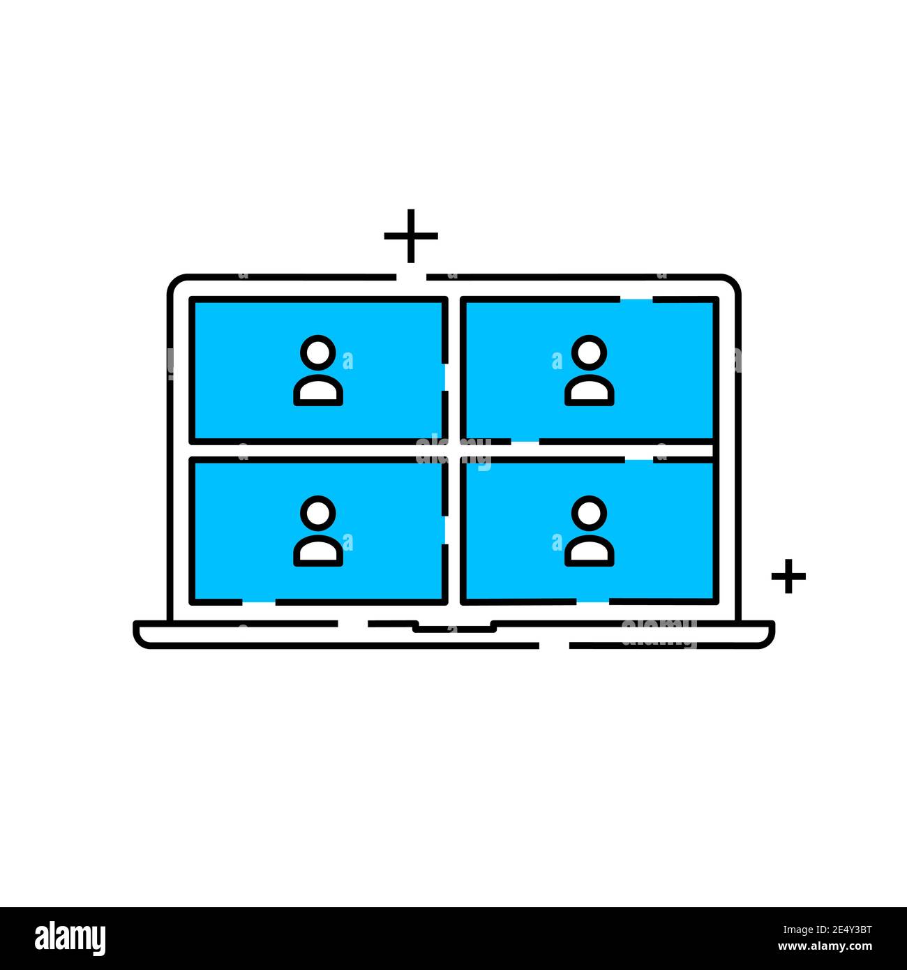 Editable real video conference icon, online meeting via laptop Stock ...