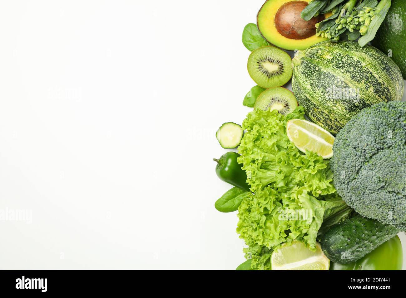 Fresh green vegetables isolated on white background Stock Photo - Alamy