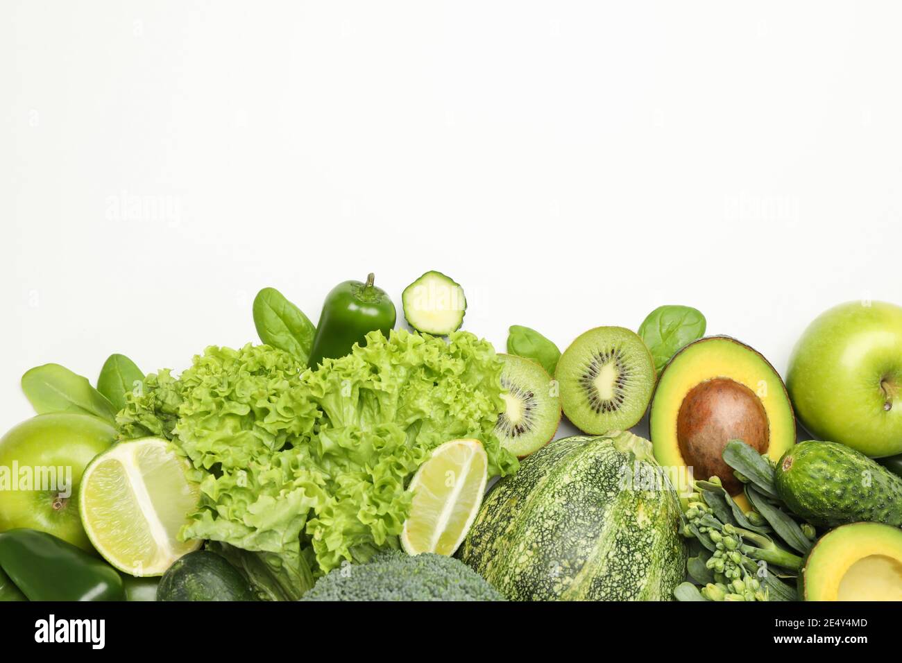 Fresh green vegetables isolated on white background Stock Photo - Alamy