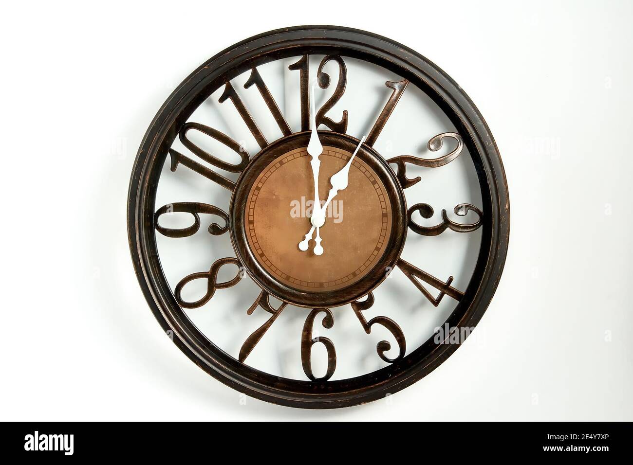Round shape wall clock close up Stock Photo