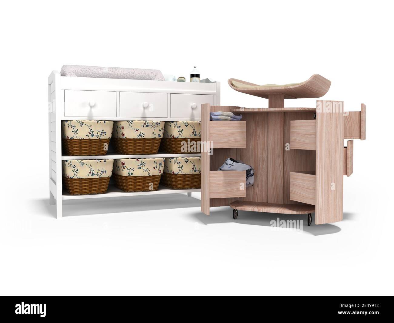 3D rendering changing table and changing table transformer with