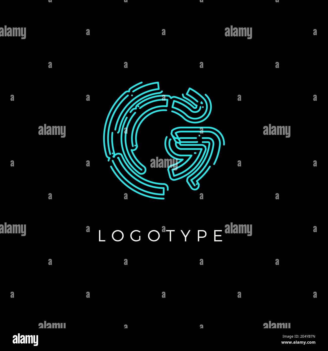 Cyber letter G for digital technology logo concept. Contour circuit style monogram for artificial intelligence product symbol, robotic system logo and Stock Vector