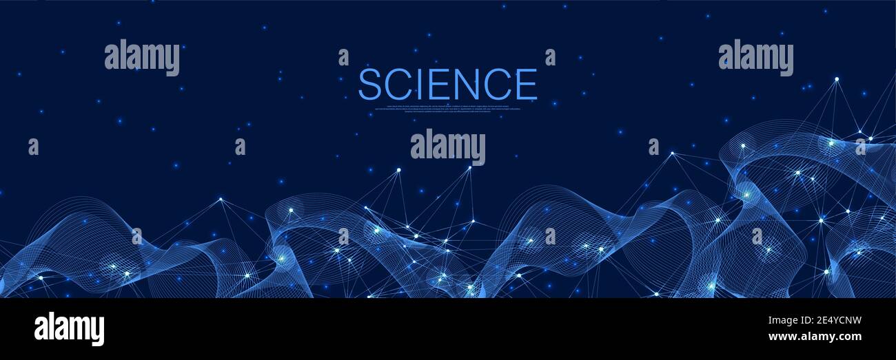 Abstract digital network connections blue background. Artificial intelligence and engineering technology concept. Global network Big Data, Lines Stock Vector
