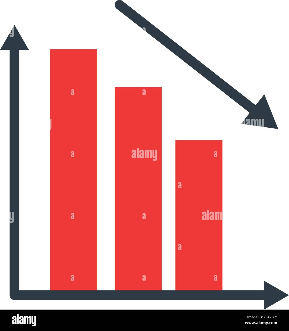 statistics bars with arrow down icon vector illustration design Stock Vector