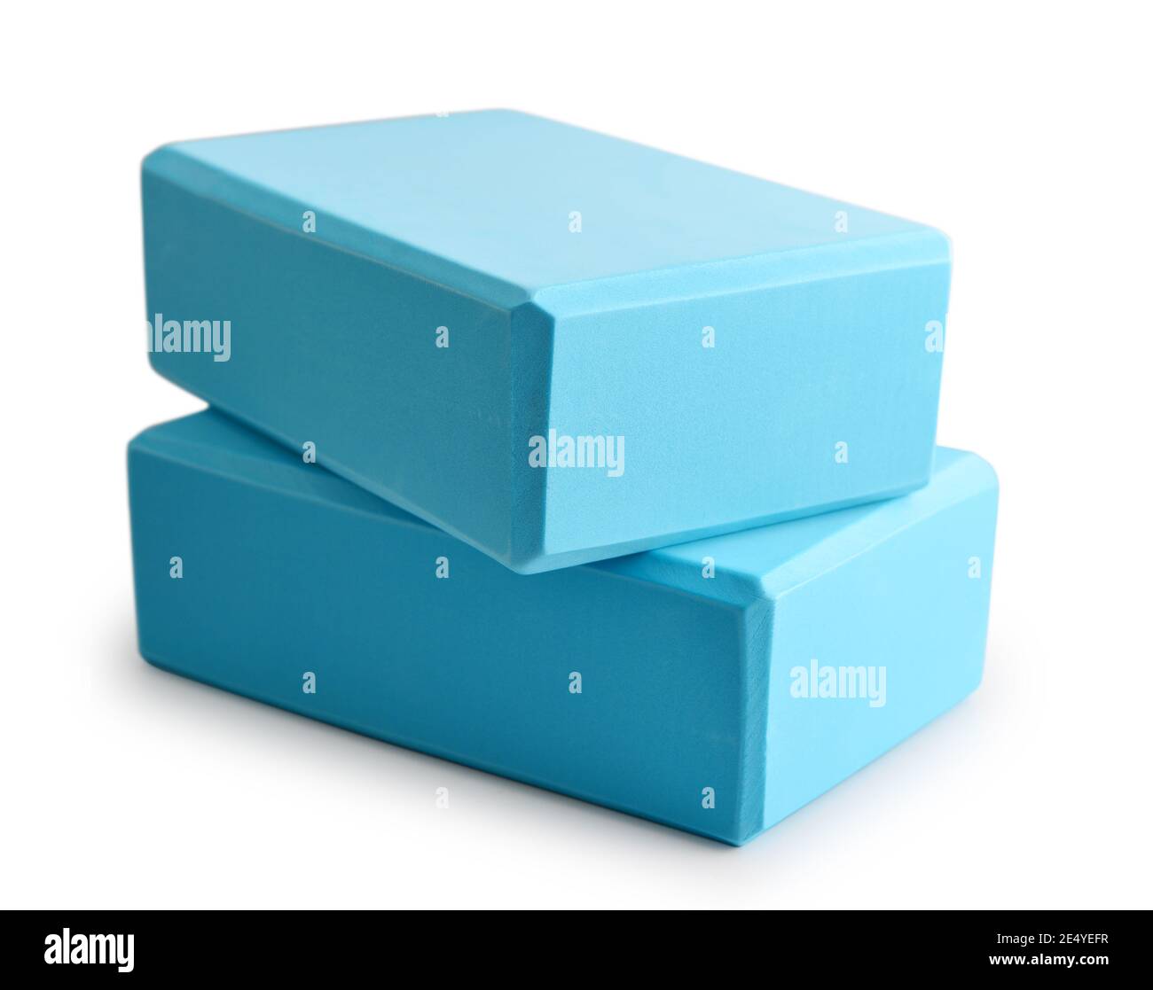 Two yoga blocks isolated on a white background with clipping path Stock