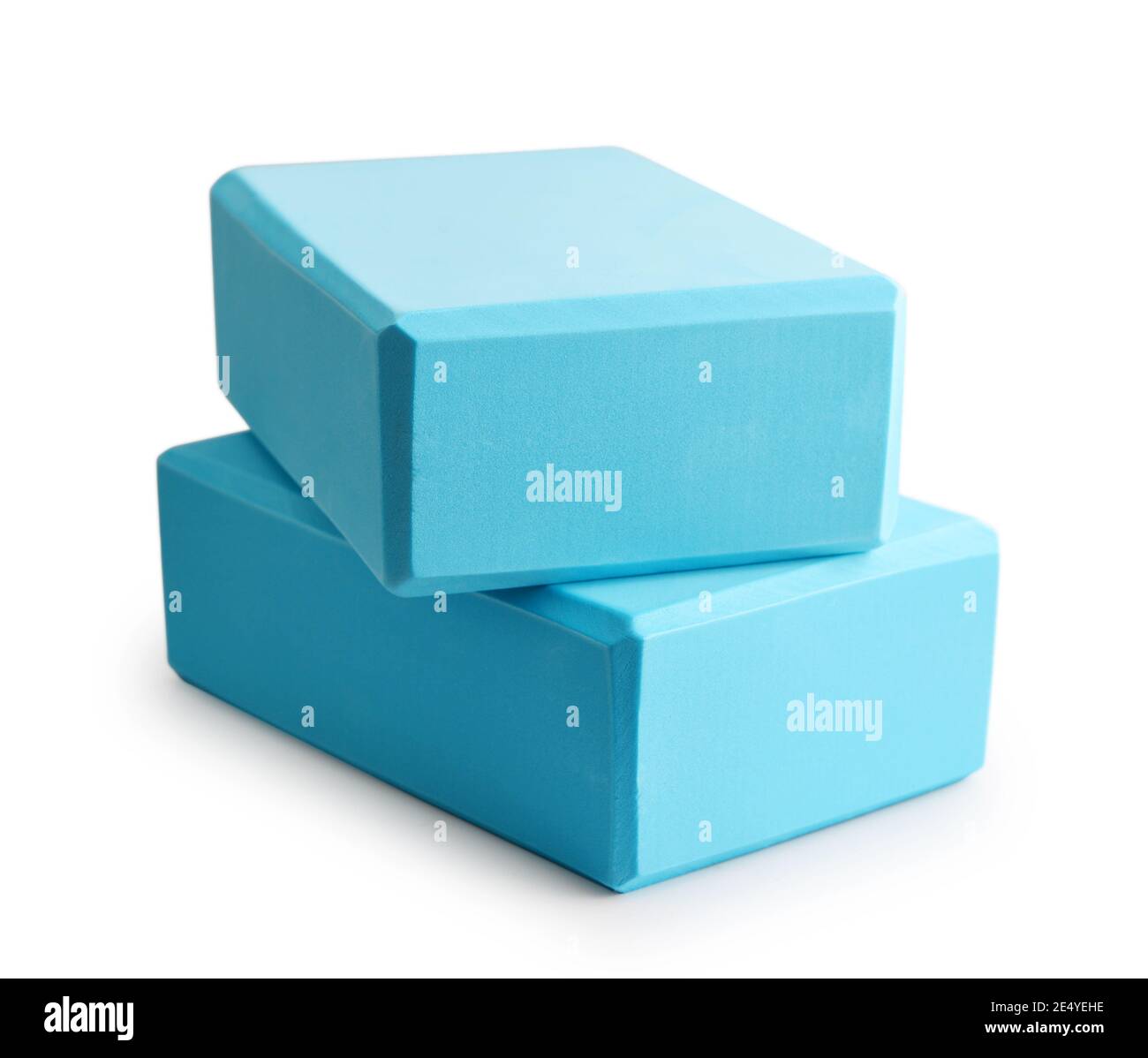 Two yoga blocks isolated on a white background with clipping path Stock