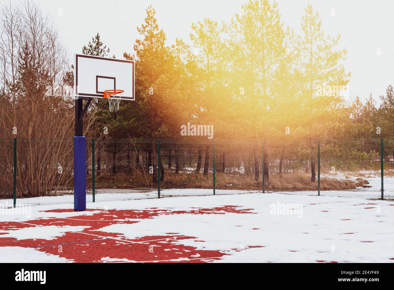 Basketball court found in the outdoors during winter season Stock Photo -  Alamy