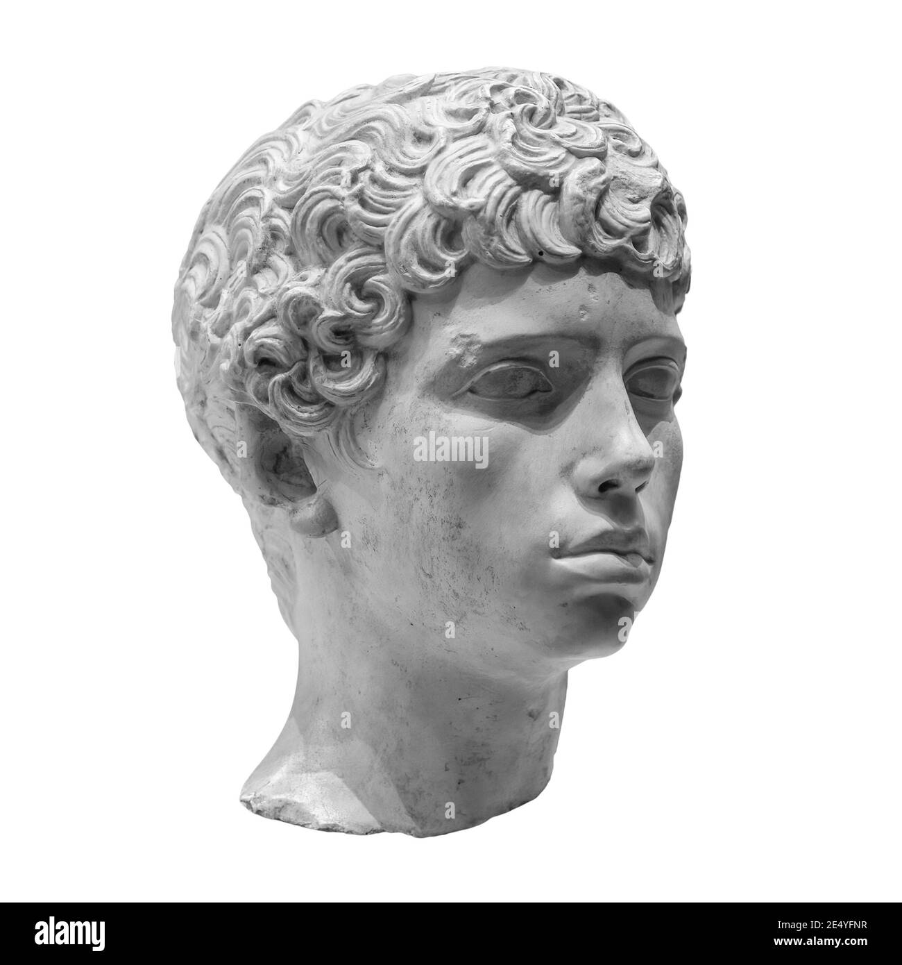 Ancient roman marble portrait of a boy. Young man head statue isolated on  white background. Antique sculpture Stock Photo - Alamy