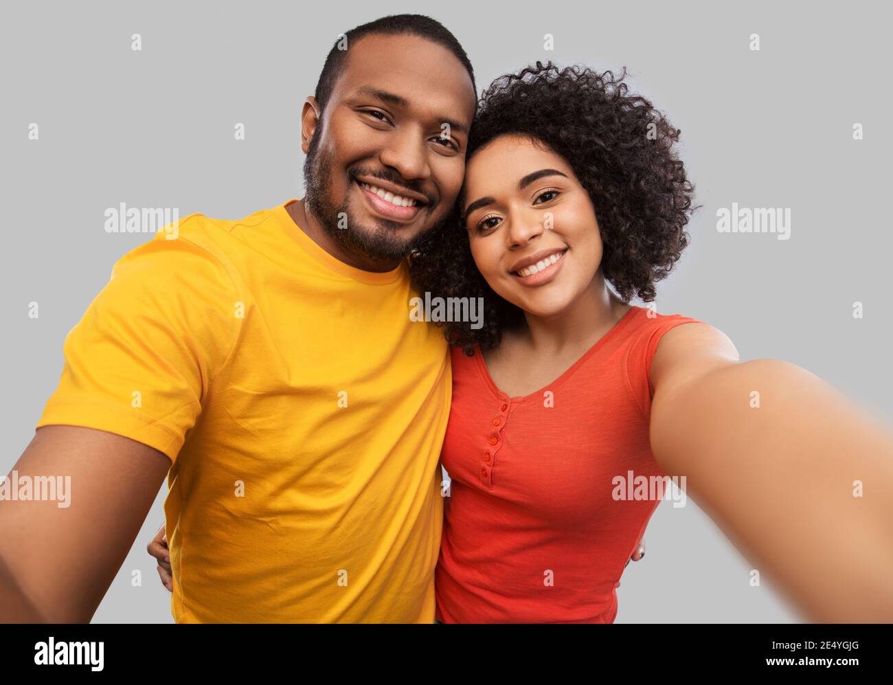 happy african american couple taking selfie Stock Photo - Alamy