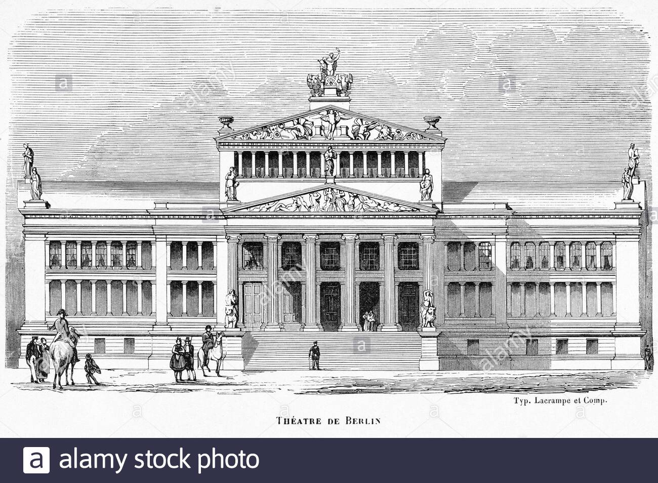 The Berlin concert hall at Gendarmenmarkt square in Berlin, vintage illustration from c1860 Stock Photo