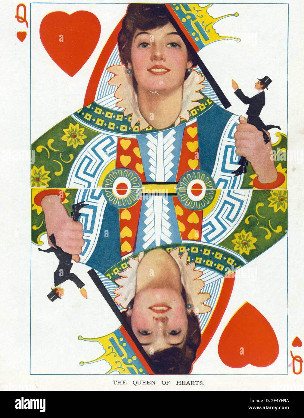 Evelyn Nesbit's face as 'The Queen of Hearts' on playing card. Puck weekly magazine, March 25, 1914 Stock Photo