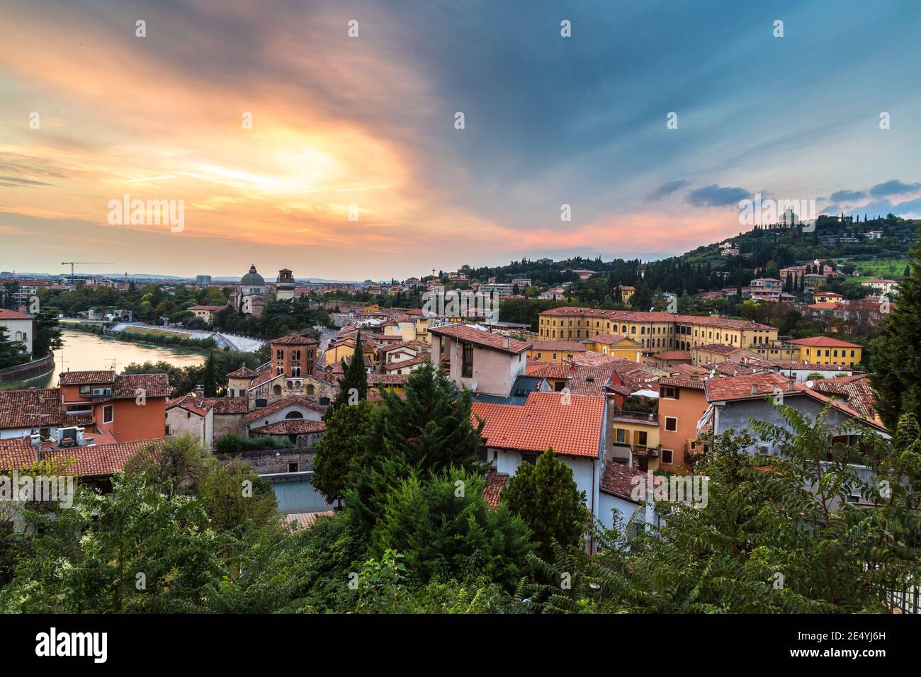 Panoramic view of Verona at sunset in Italy Stock Photo - Alamy