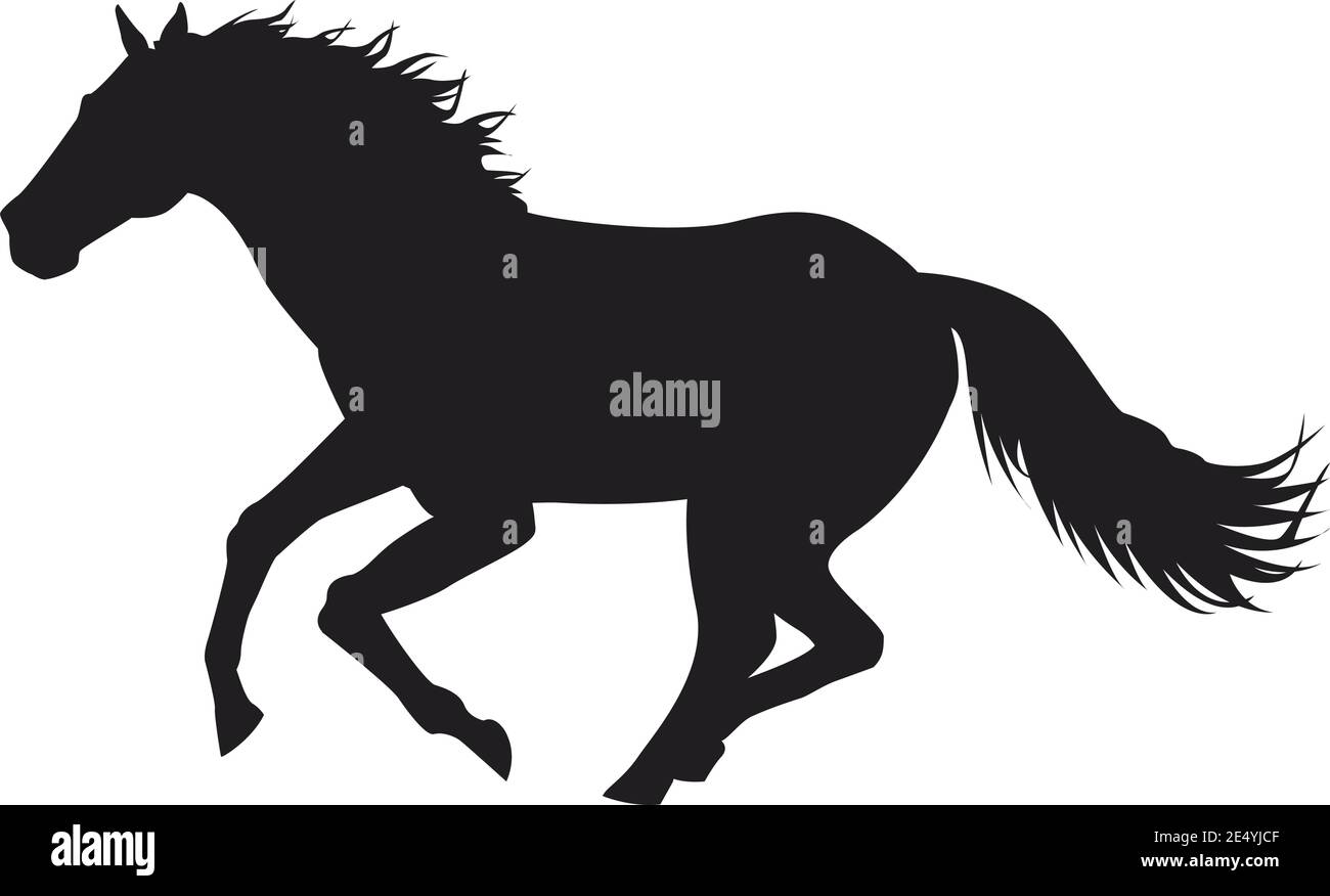 horse black running animal silhouette vector illustration design Stock ...