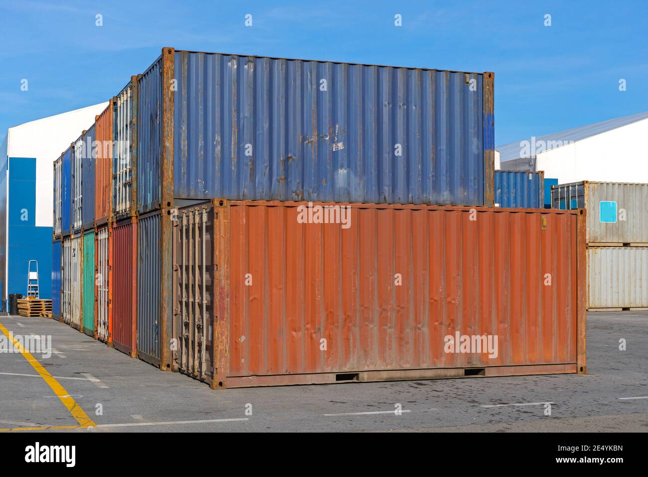 Stacked Containers at Cargo Port Terminal Yard Stock Photo Alamy