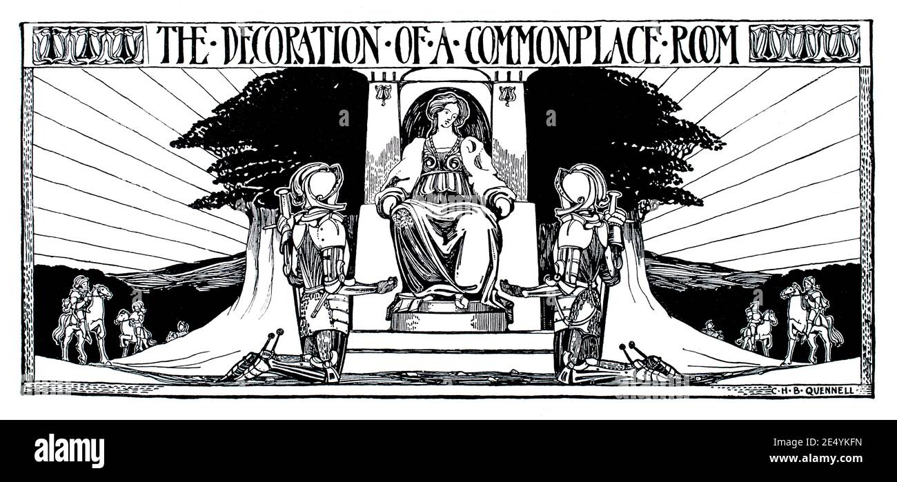 The Decoration of a common place room, chapter heading by C H B Quennell, in 1897 The Studio an Illustrated Magazine of Fine and Applied Art Stock Photo