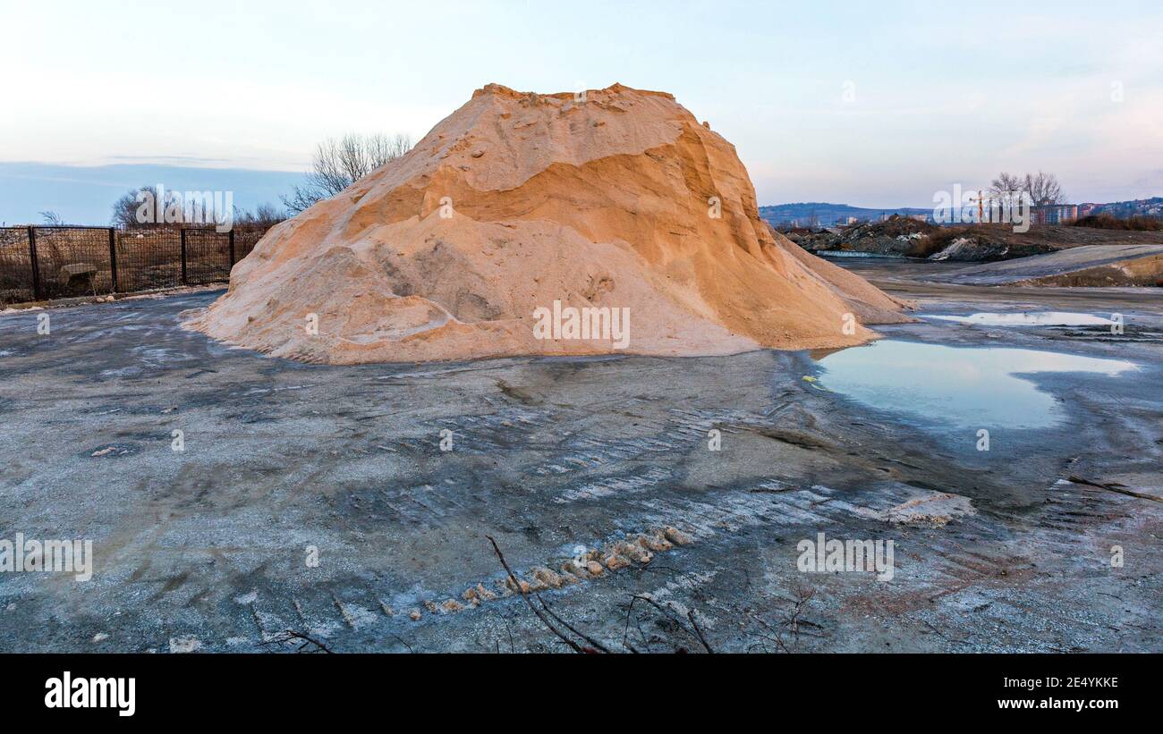 Rock Salt and Grit Mix for Winter Roads Stock Photo