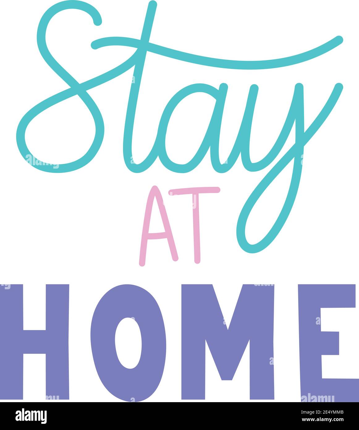 stay at home cute poster on a white backgorund Stock Vector