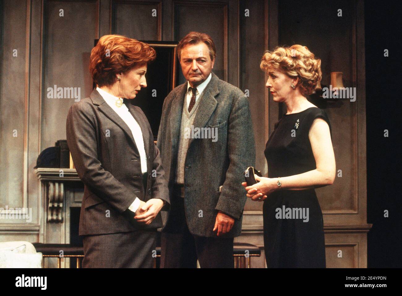 l-r: Charlotte Cornwell (Miss Cooper), Peter Bowles (John Malcolm), Patricia Hodge (Anne Shankland) in SEPARATE TABLES by Terence Rattigan at the Albery Theatre, London WC2 05/07/1993   TABLE BY THE WINDOW  a Peter Hall Company production  design: Carl Toms lighting: Alan Burrett director: Peter Hall Stock Photo