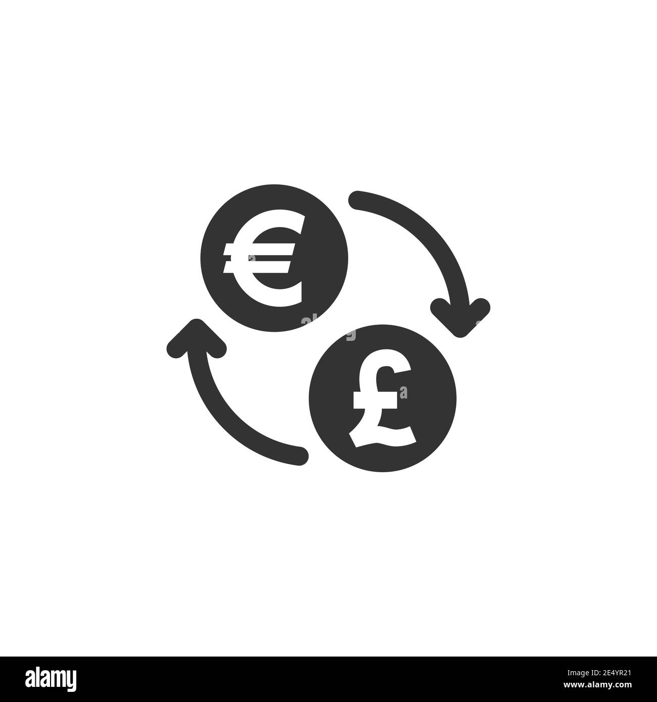 Euro and british pound exchange vector icon. Money currency coin with arrows or loop symbol. Stock Vector
