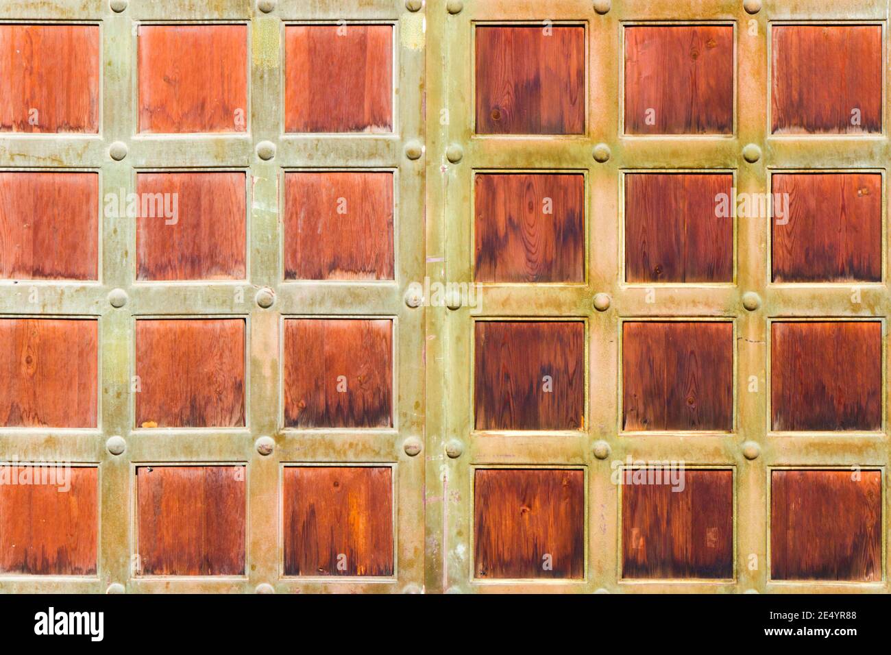 Old wooden and metal gate and door background and texture Stock Photo